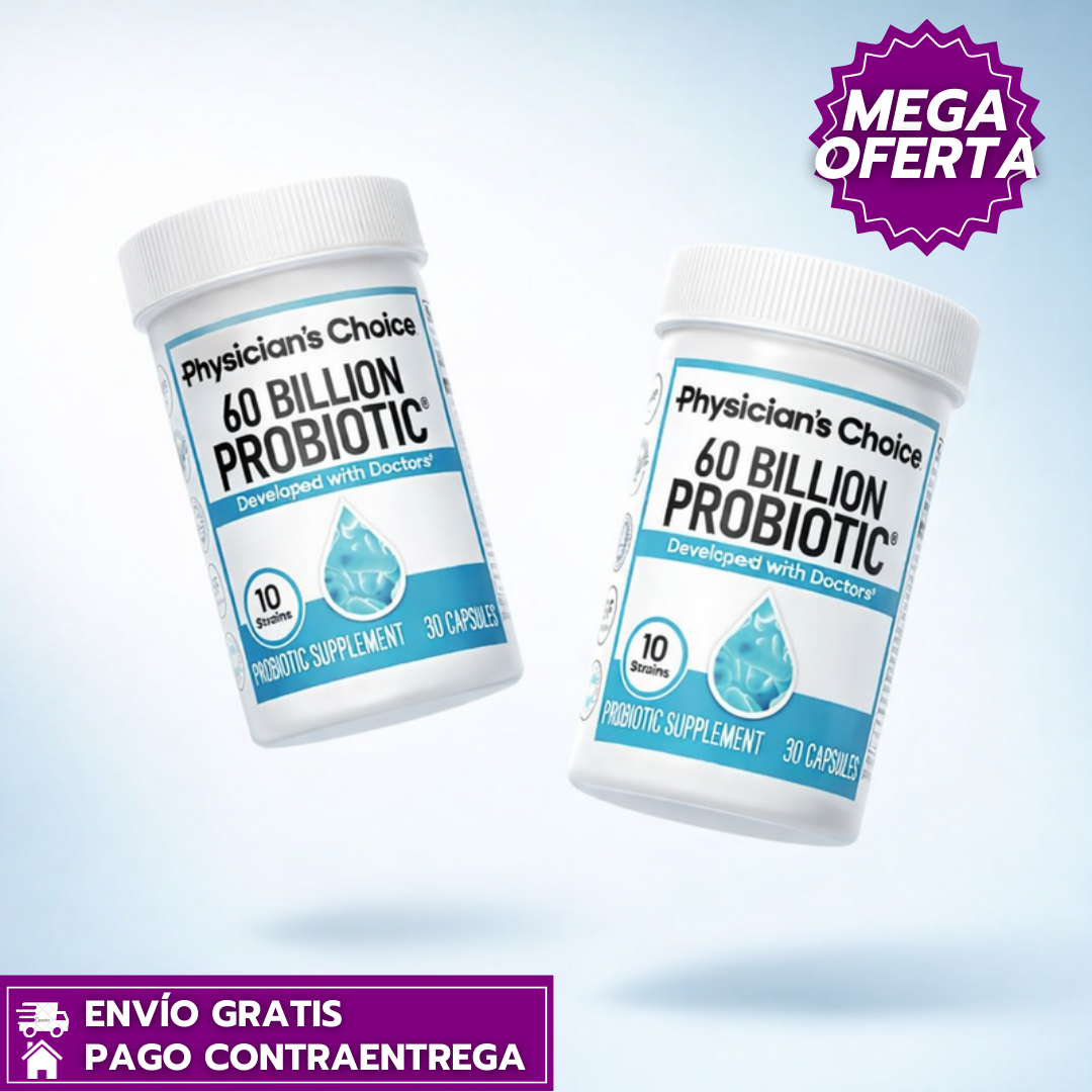 60 BILLION PROBIOTIC™: Probiótico de Alta Potencia con 10 Cepas para Salud Digestiva e Intestinal