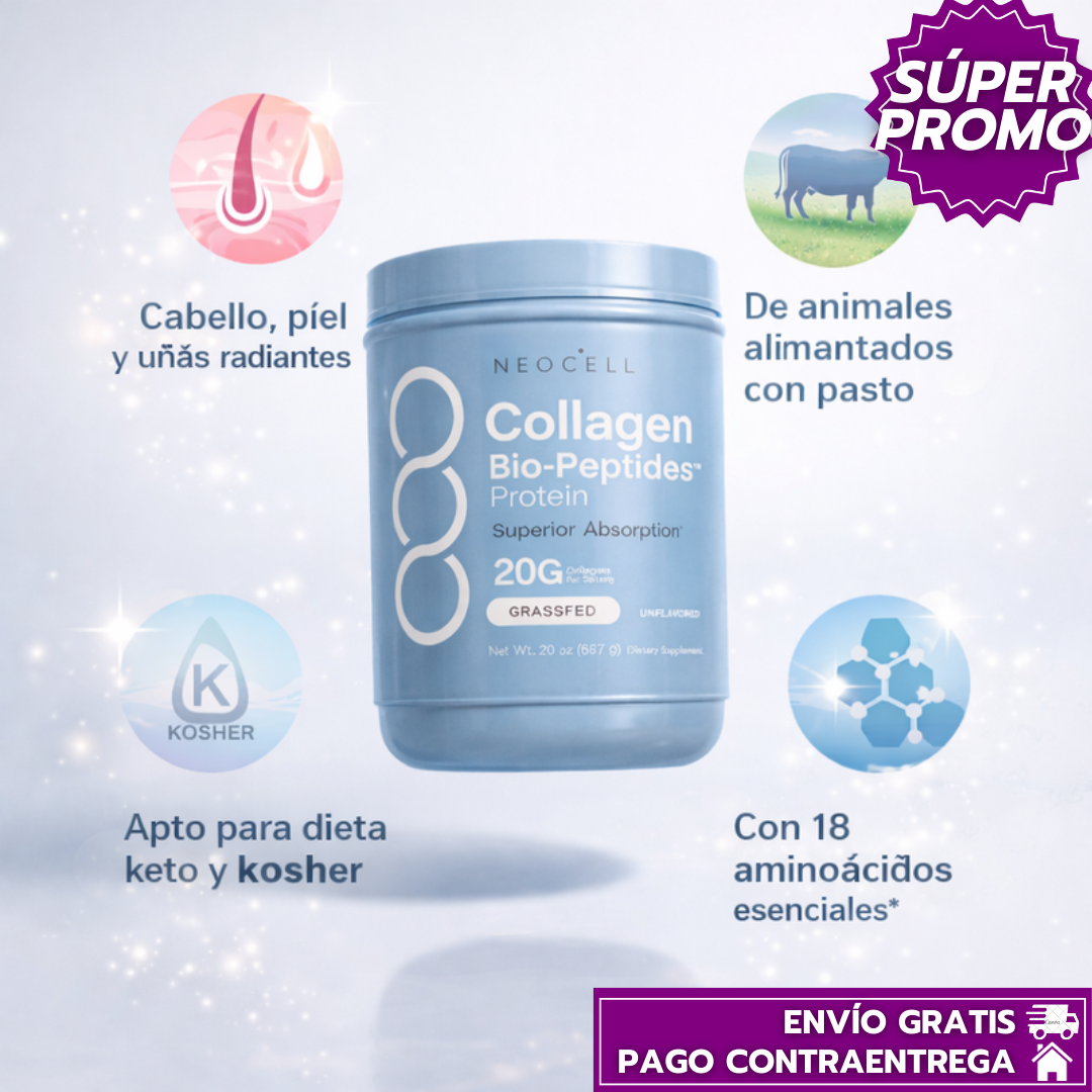 Oferta Especial 2x1: NeoCell Collagen™ Colágeno en polvo que fortalece piel, cabello y uñas.