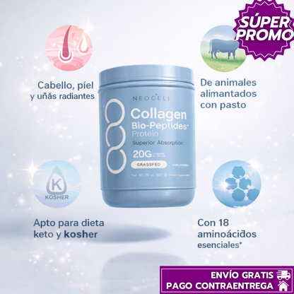 Oferta Especial 2x1: NeoCell Collagen™ Colágeno en polvo que fortalece piel, cabello y uñas.