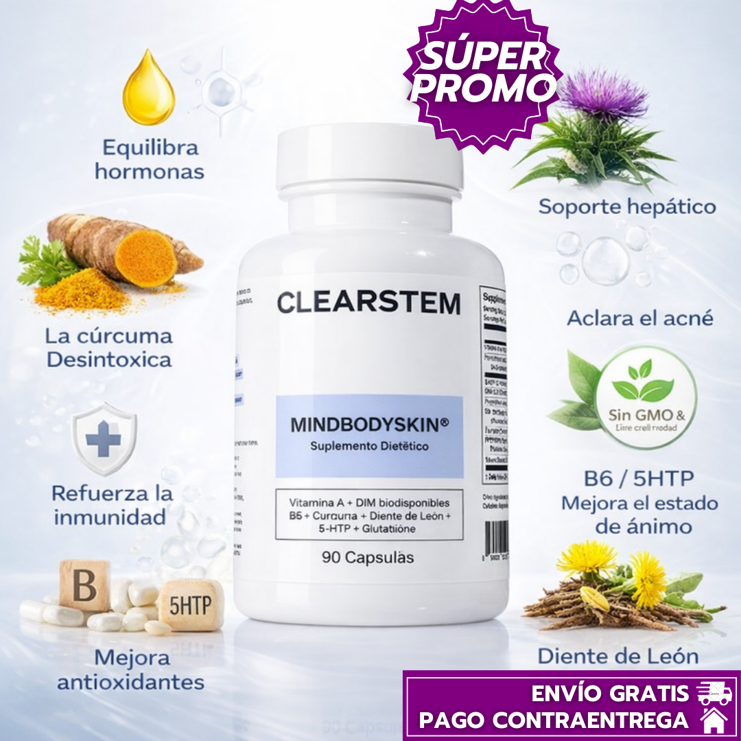 Clearstem™: Cápsulas que Equilibra las Hormonas, Reduce el Acné y Mejora la Salud Digestiva y Hepática.