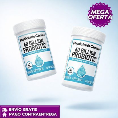 60 BILLION PROBIOTIC™: Probiótico de Alta Potencia con 10 Cepas para Salud Digestiva e Intestinal