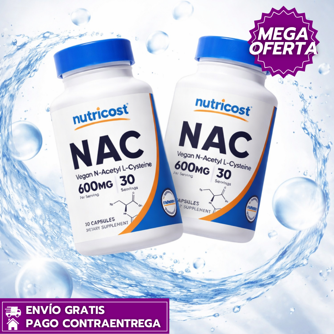 Nutricost NAC™: Apoya la salud pulmonar, protege las células y favorece la desintoxicación natural.