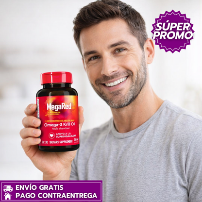 Mega Red™: Omega-3 de alta absorción que apoya el corazón, cerebro y bienestar integral en una sola cápsula diaria