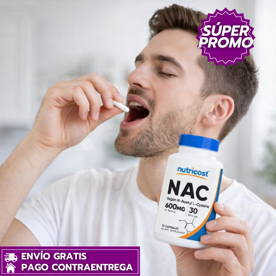 Nutricost NAC™: Apoya la salud pulmonar, protege las células y favorece la desintoxicación natural.