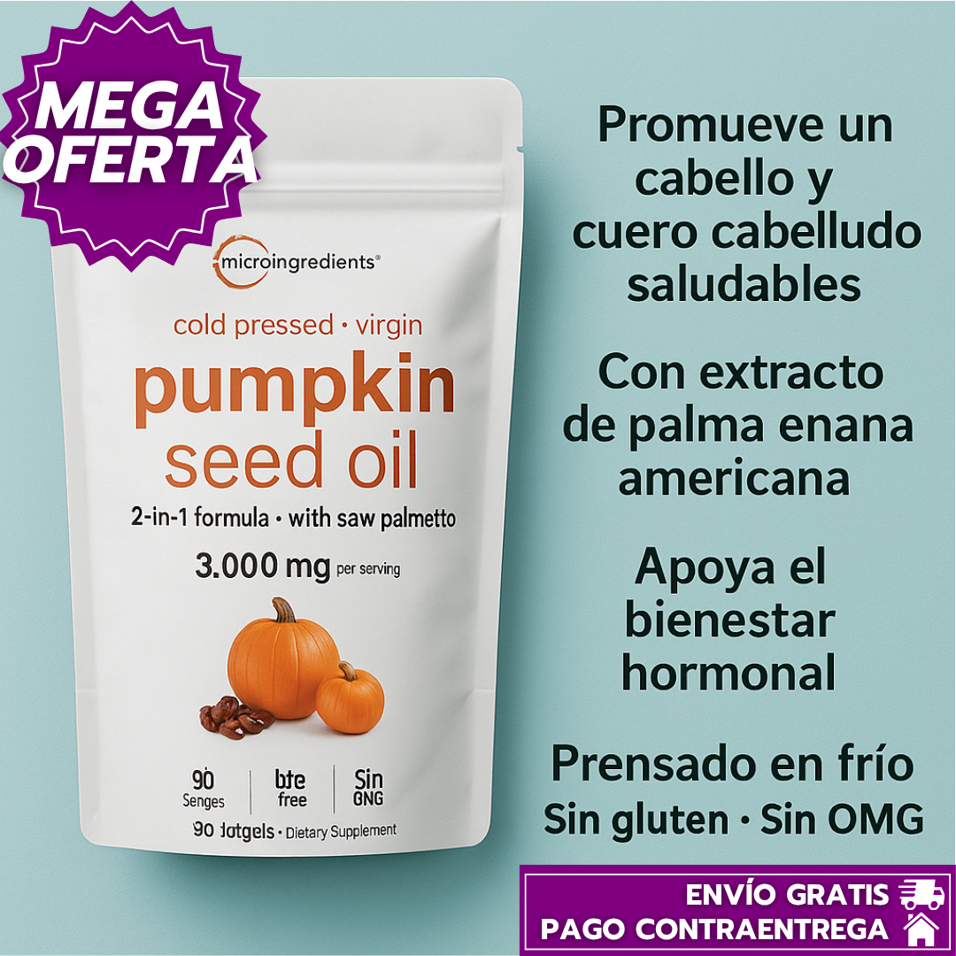 Pumpkin Seed Oil™: Cápsulas Naturales que Fortalecen el Cabello y Apoyan el Bienestar Diario