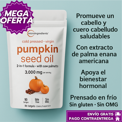 Pumpkin Seed Oil™: Cápsulas Naturales que Fortalecen el Cabello y Apoyan el Bienestar Diario