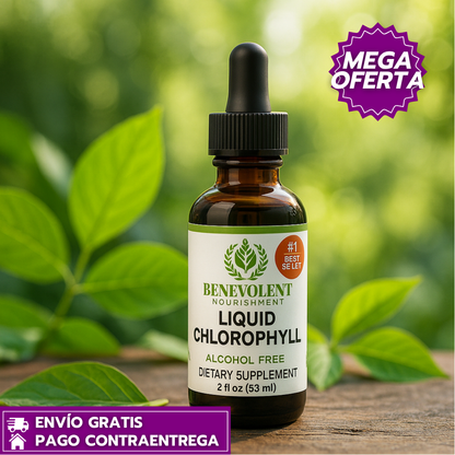 Clorofila Líquida Benevolent™: Desintoxica, Oxigena y Apoya la Pérdida de Peso Natural